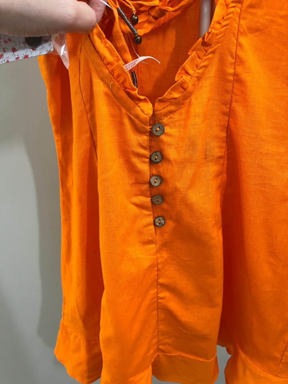 Free People Like a Lady Orange Ruffle Mini Dress - Size Medium - Picture 7 of 13